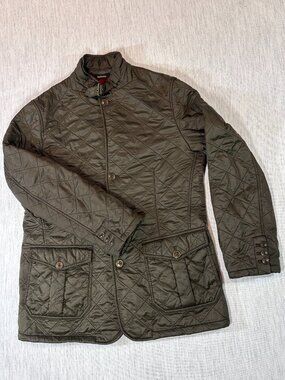 Barbour Doister Polarquilt Jacket Olive Green Quilted Fleece Lined Men’s Size L
